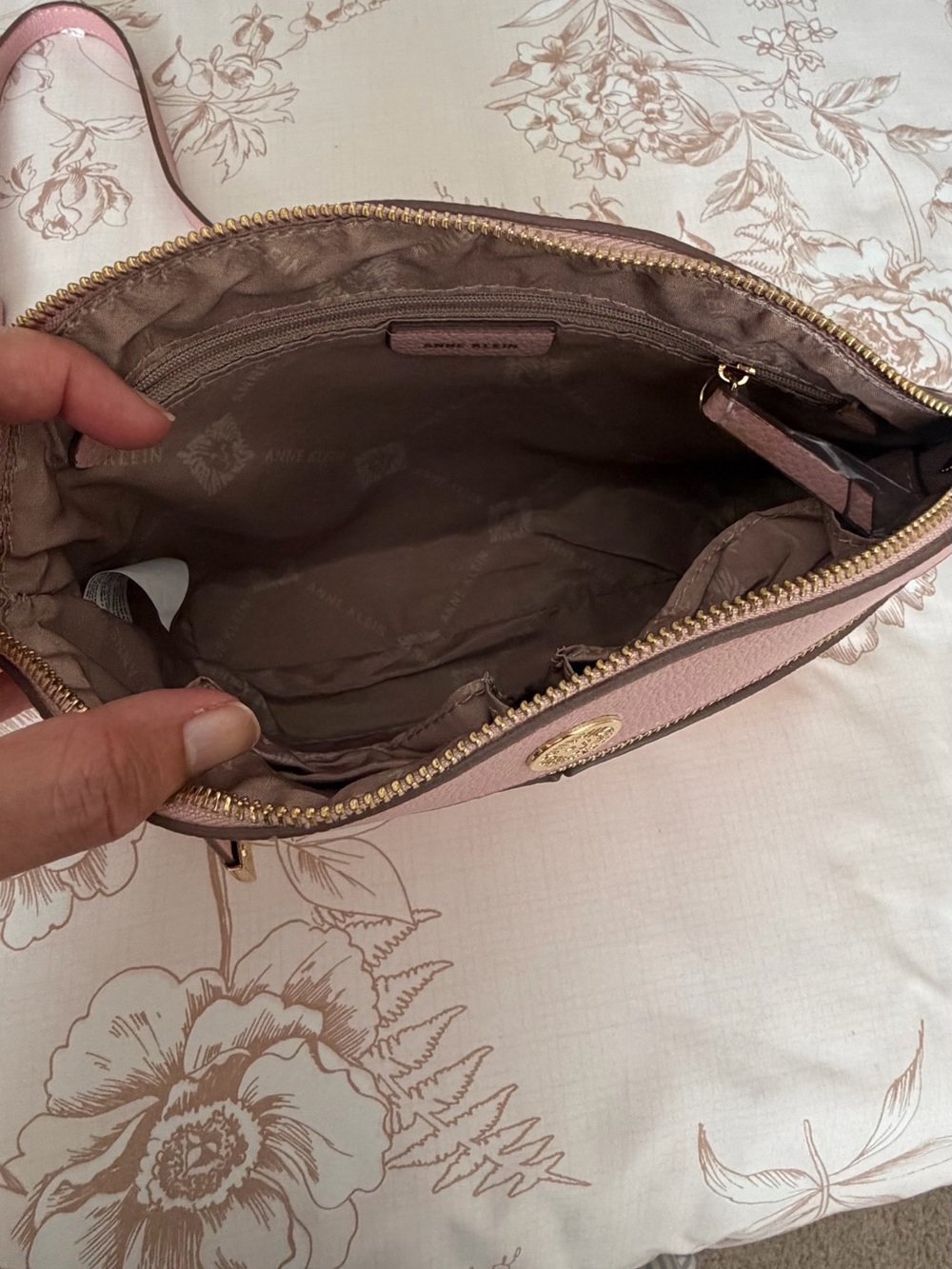 Anne Klein Blush Pink Crossbody Bag with Gold Hardware - Picture 3 of 5